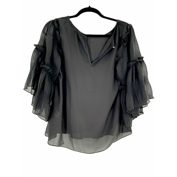 Nwt BLUHEAVEN BLACK RUFFLE GAUZE TOP - Picture 1 of 7
